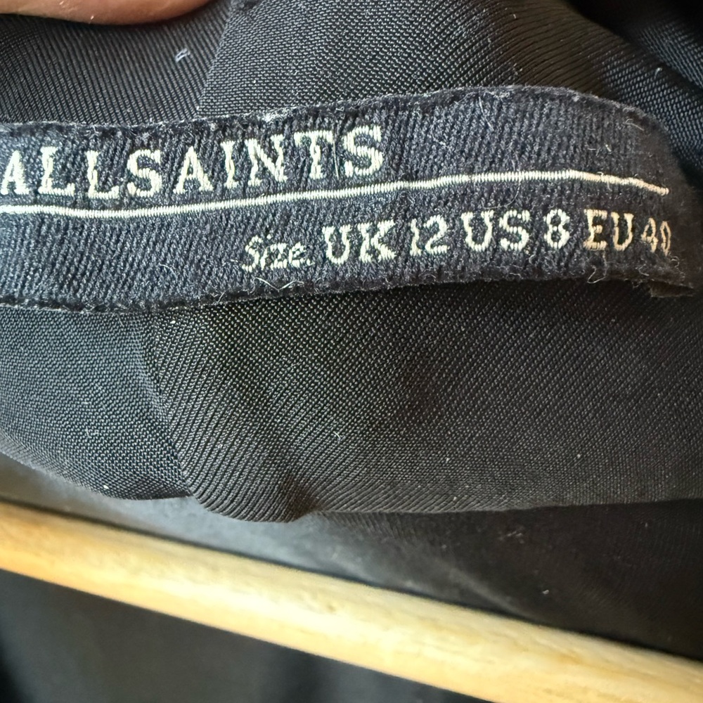 ALLSAINTS Amei Long Sleeve Dress Drape Black Cowl Elegant Contemporary 8 - Picture 4 of 6